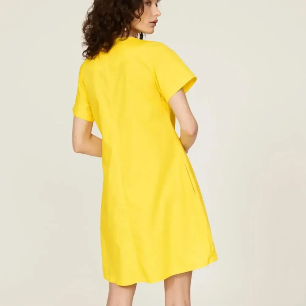 Osman Yousefzada Yellow Shift Mini Dress SIZE 8 T-shirt Cotton Office Work $210 - Picture 2 of 9